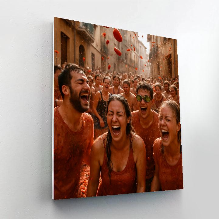 La Tomatina Tomato Fight Crowd Numbered painting kits