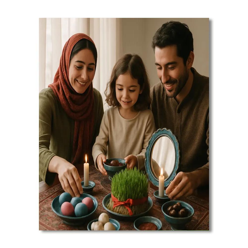 Nowruz Haft Seen Table Setting paint by color