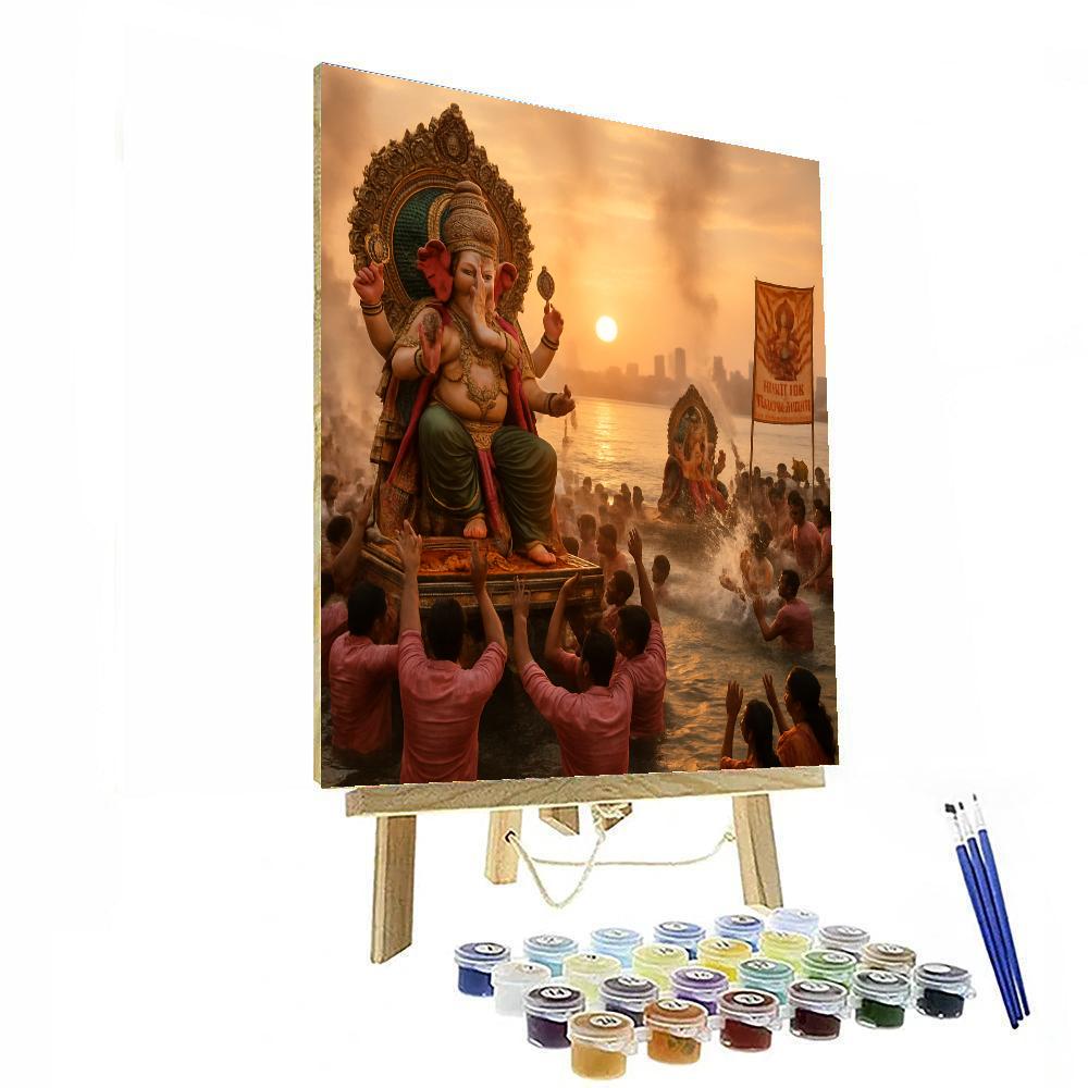 Ganesha Visarjan Procession Mumbai Paint by numbers kits