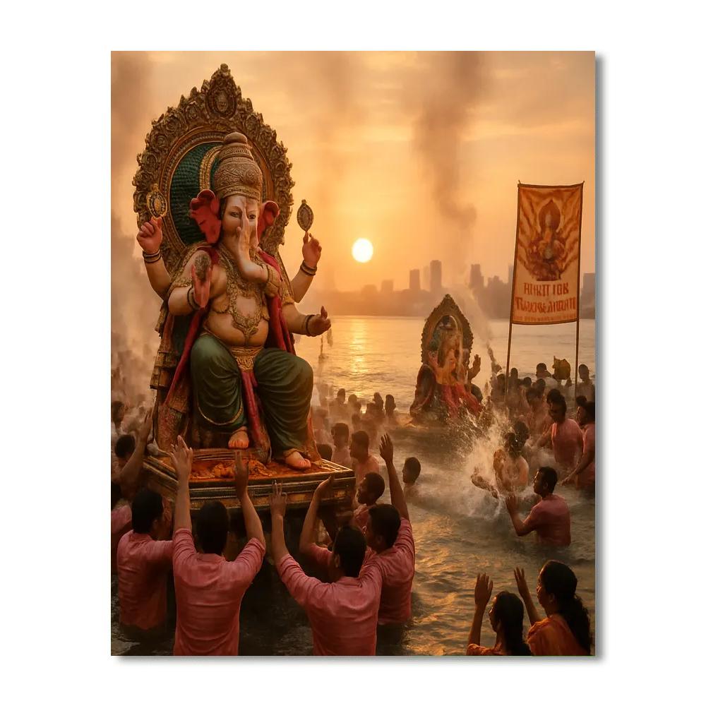 Ganesha Visarjan Procession Mumbai Paint by numbers kits