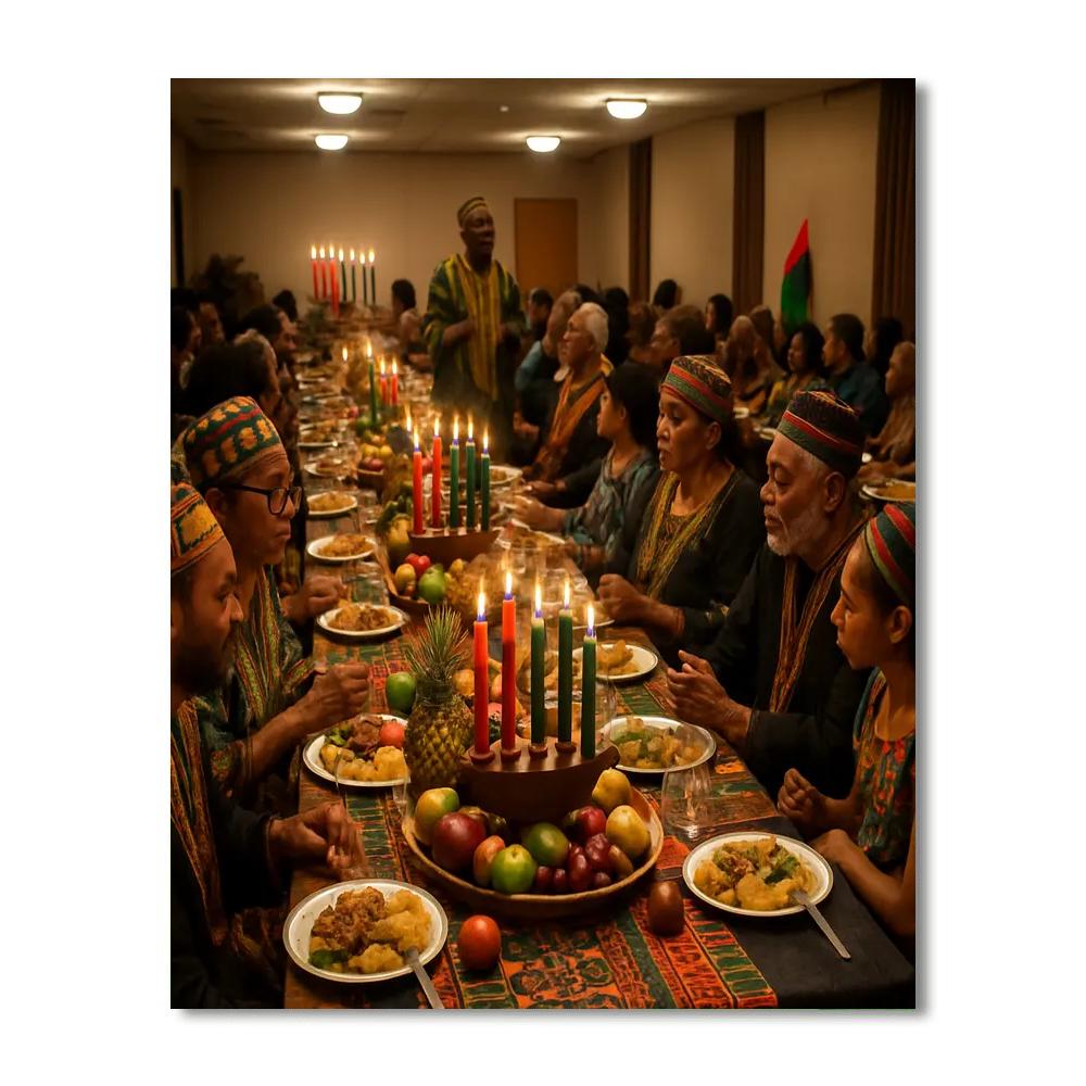 Kwanzaa Community Feast Table painting number kit