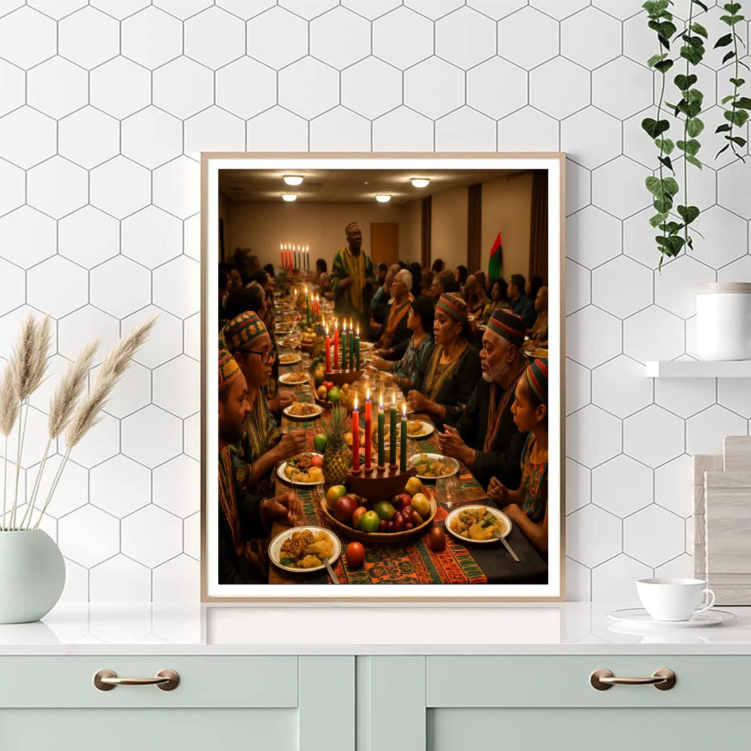 Kwanzaa Community Feast Table painting number kit