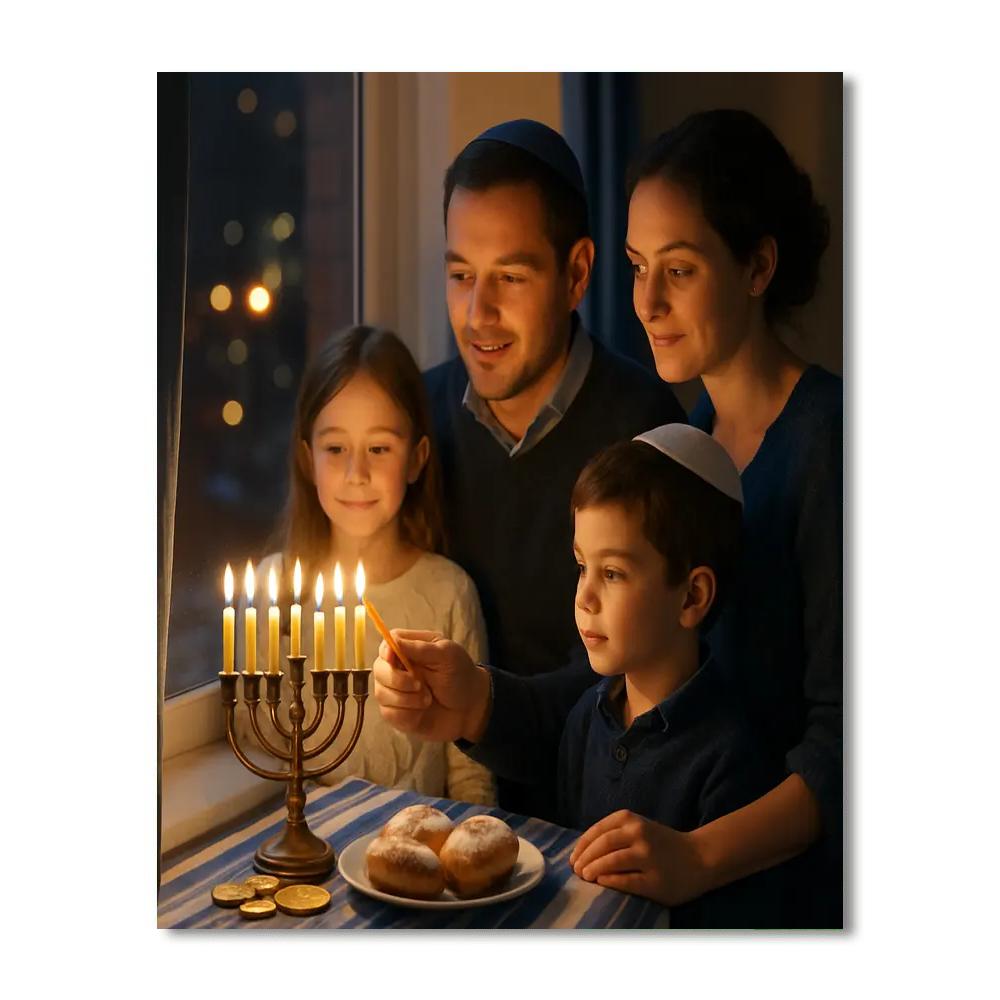 Hanukkah Candle Lighting Family Painting by numbers kit