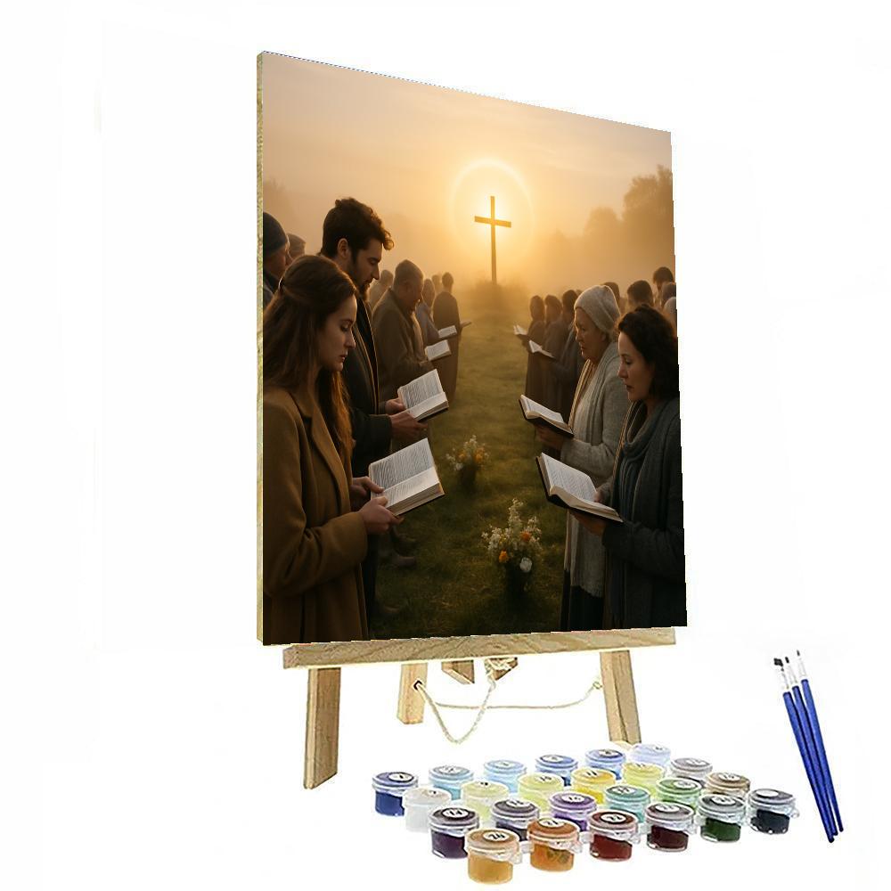 Easter Sunrise Service On Hilltop Painting by numbers kit