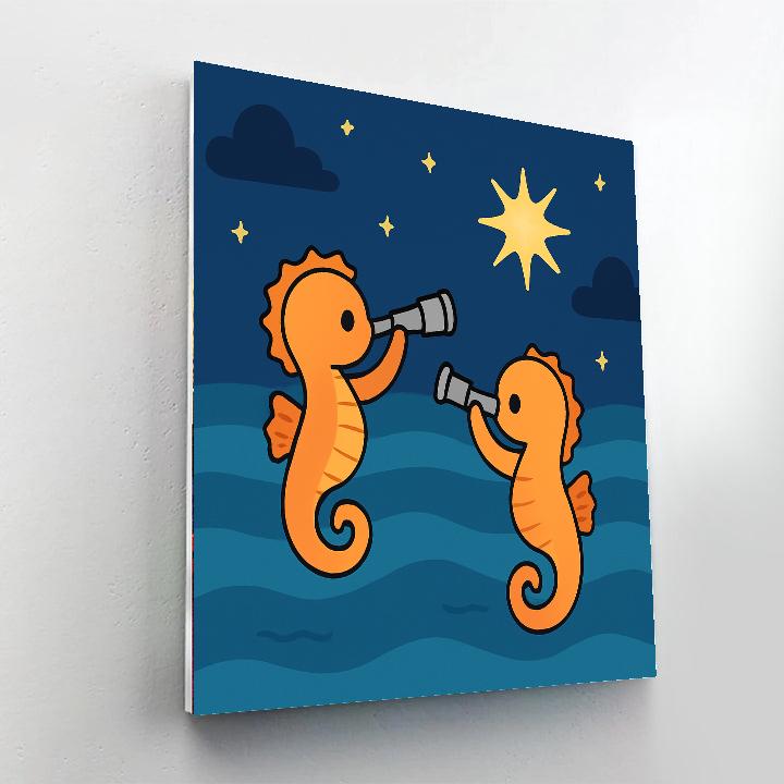 Stargazer Seahorses DIY paint by numbers