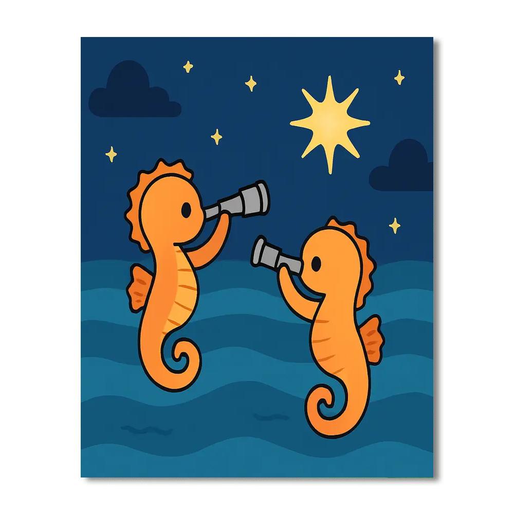 Stargazer Seahorses DIY paint by numbers