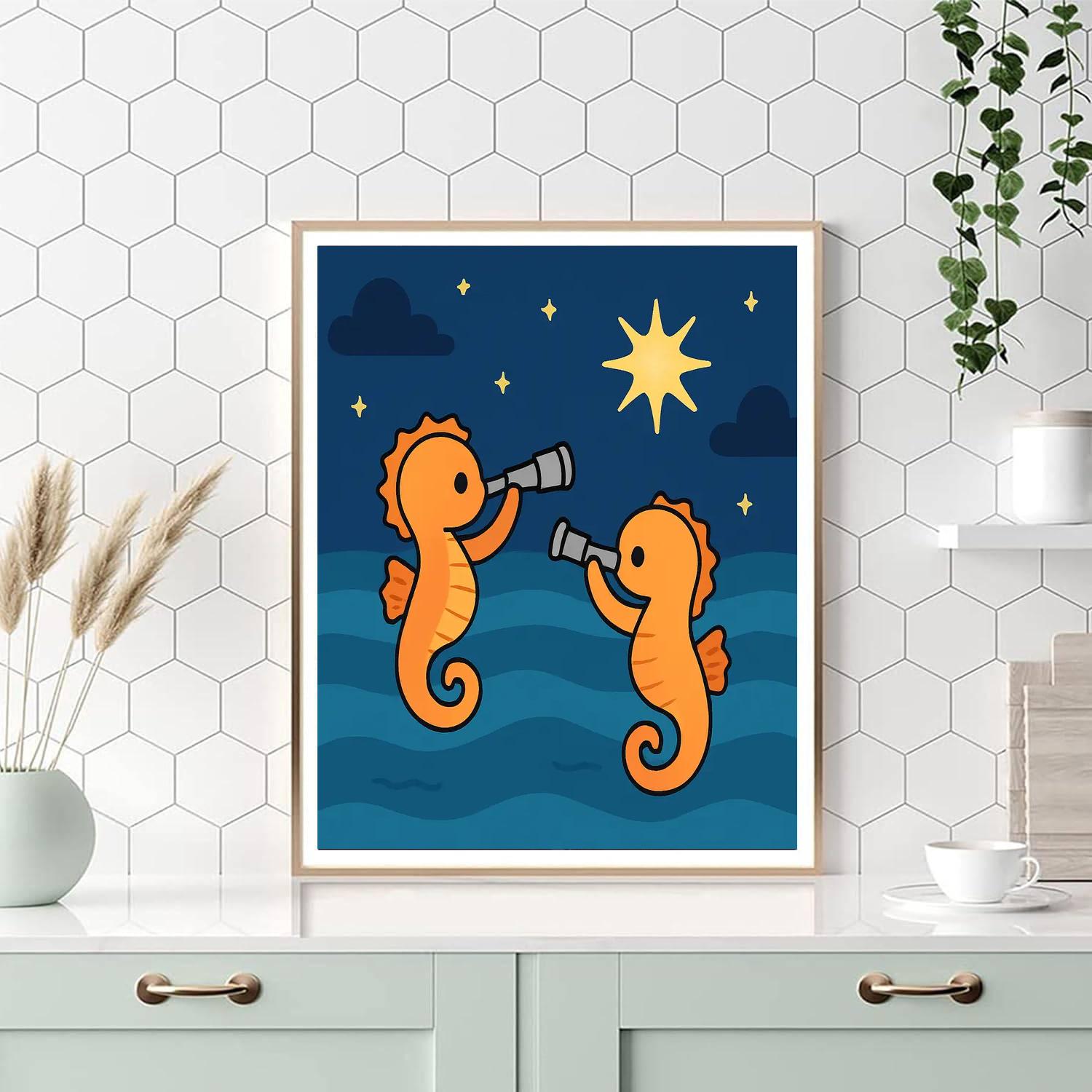 Stargazer Seahorses DIY paint by numbers