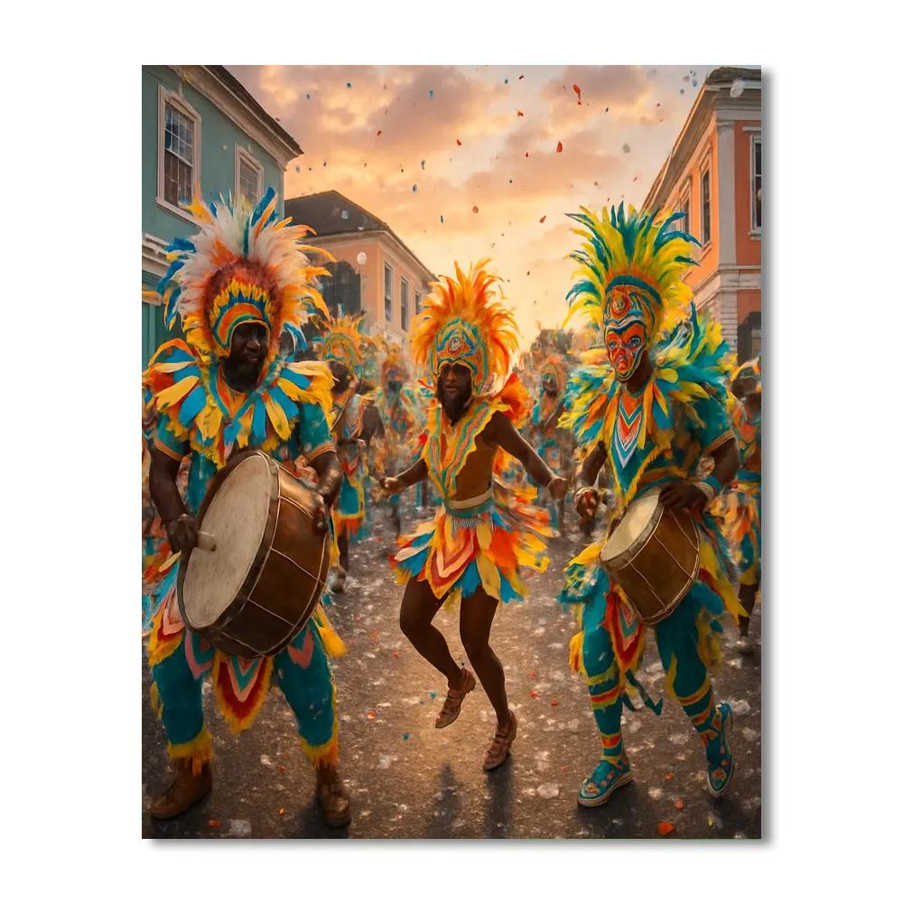 Junkanoo Parade Nassau Street paint by color