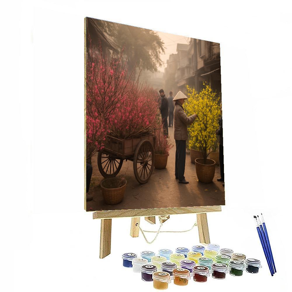 Tet Flower Market Hanoi Morning Paint by numbers kits