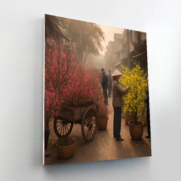 Tet Flower Market Hanoi Morning Paint by numbers kits