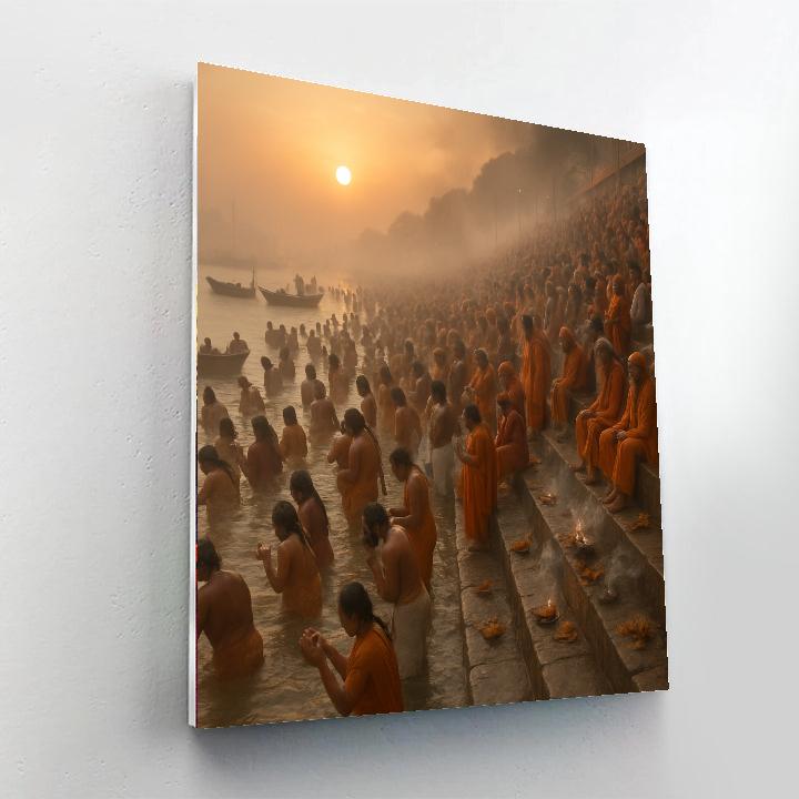 Kumbh Mela Sacred River Bathing Number painting