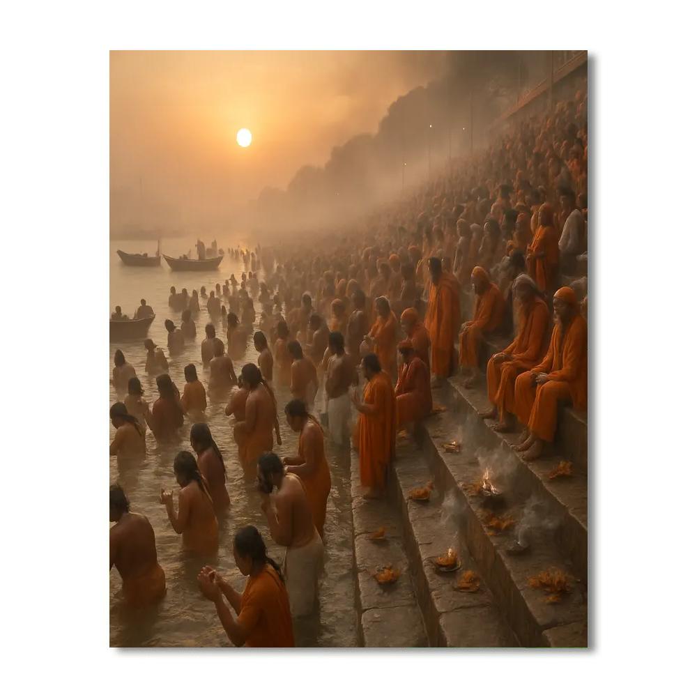 Kumbh Mela Sacred River Bathing Number painting
