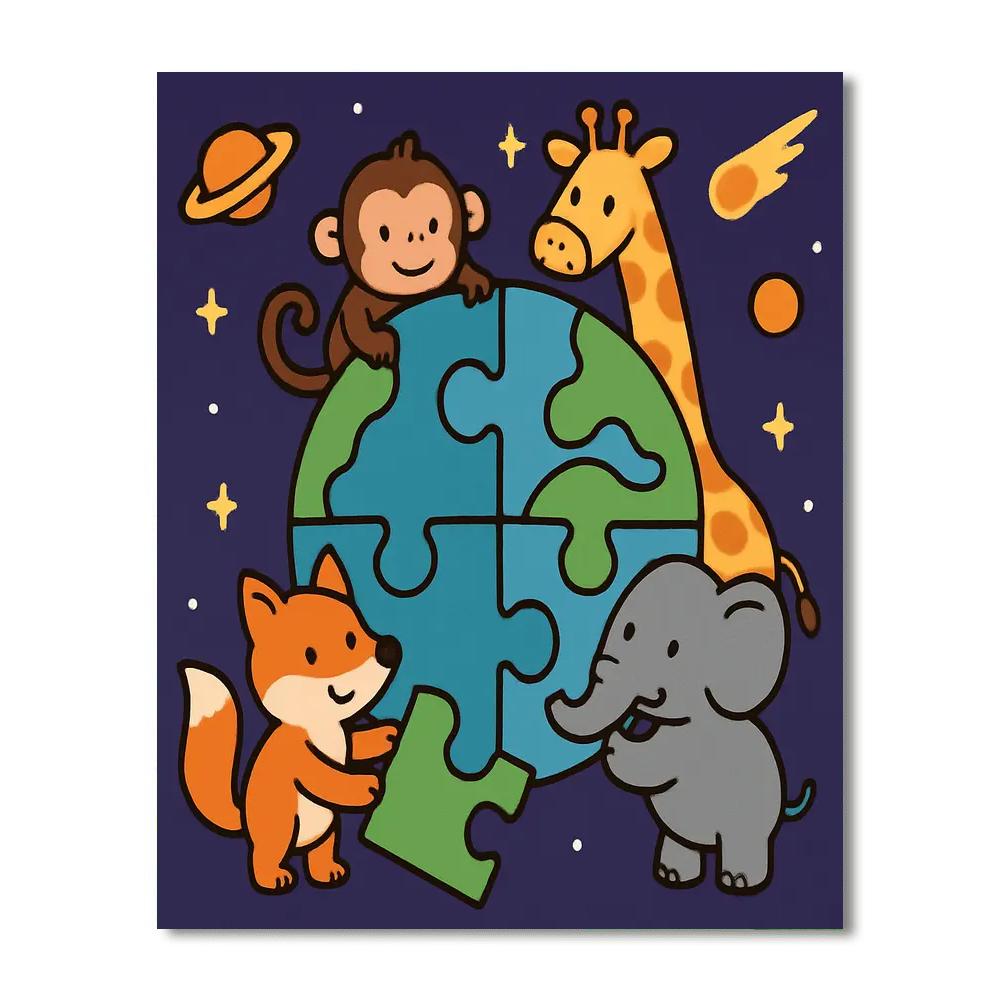 Puzzle Planet Pals Number painting