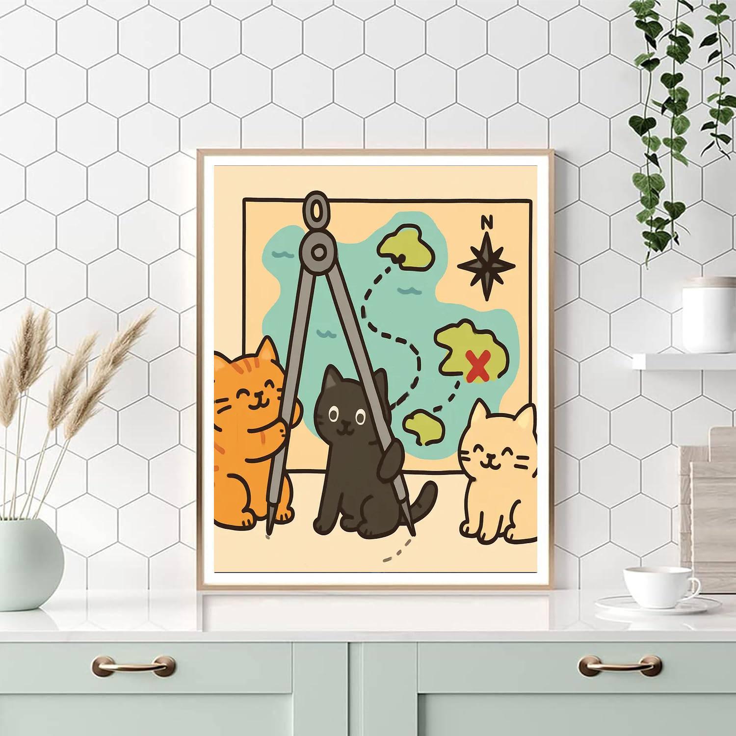 Compass Cat Crew Number painting