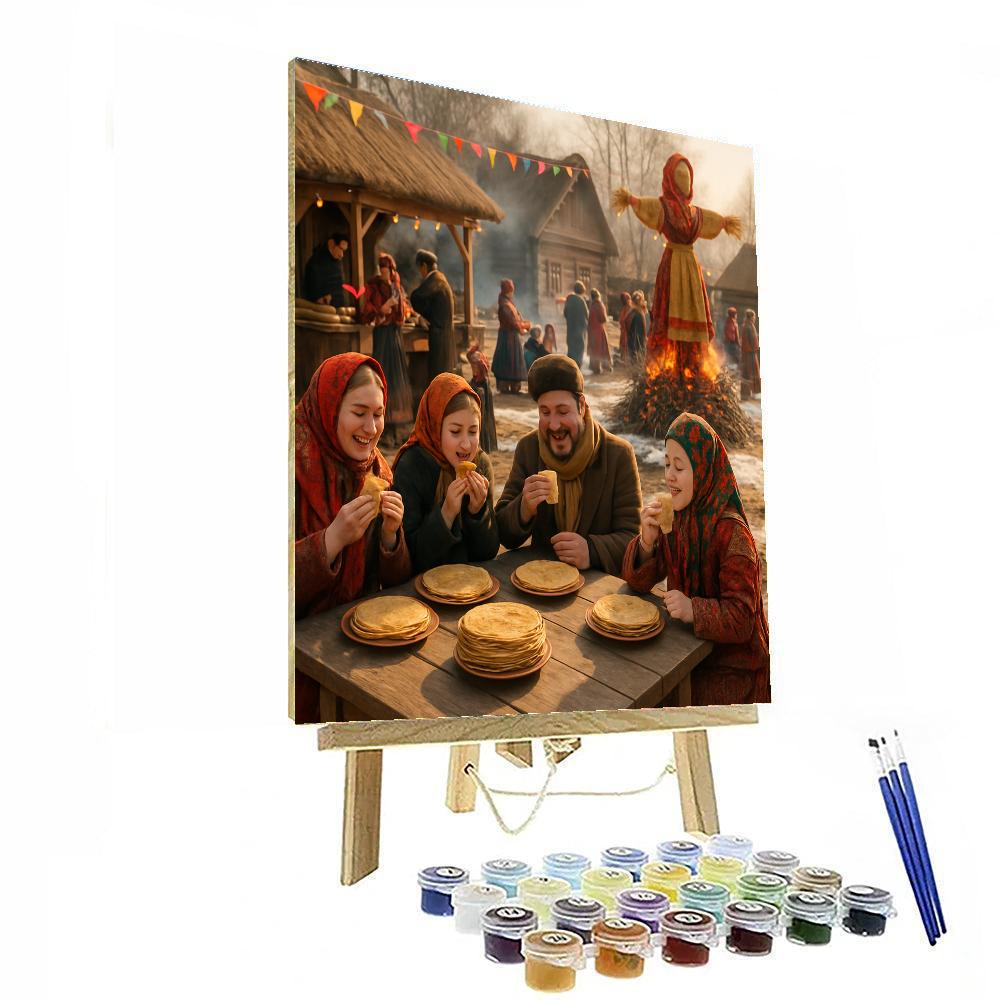 Maslenitsa Pancake Fire Festival Russia Numbered painting kits
