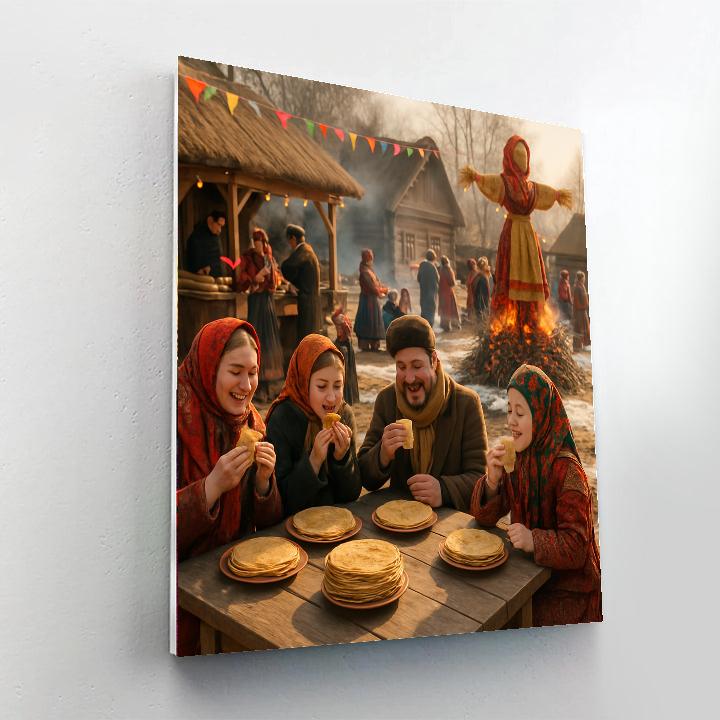 Maslenitsa Pancake Fire Festival Russia Numbered painting kits