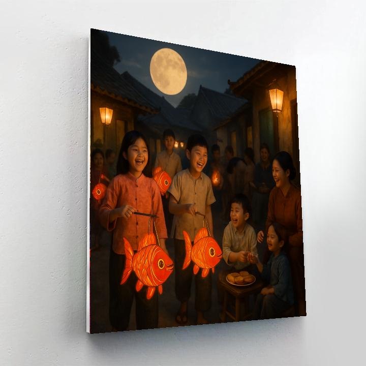 Tet Trung Thu Moon Festival Children Number painting