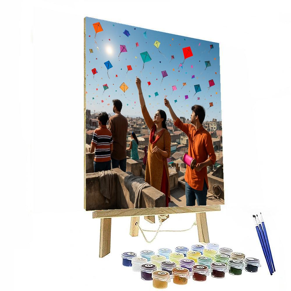 Makar Sankranti Kite Sky Gujarat Numbered painting kits