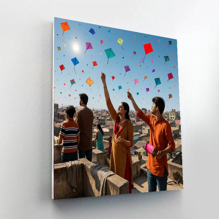 Makar Sankranti Kite Sky Gujarat Numbered painting kits