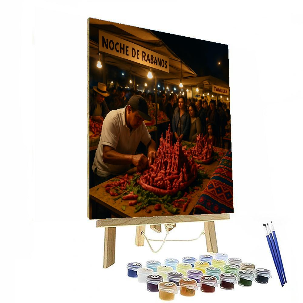 Noche De Rábanos Oaxaca Night Market DIY paint by numbers