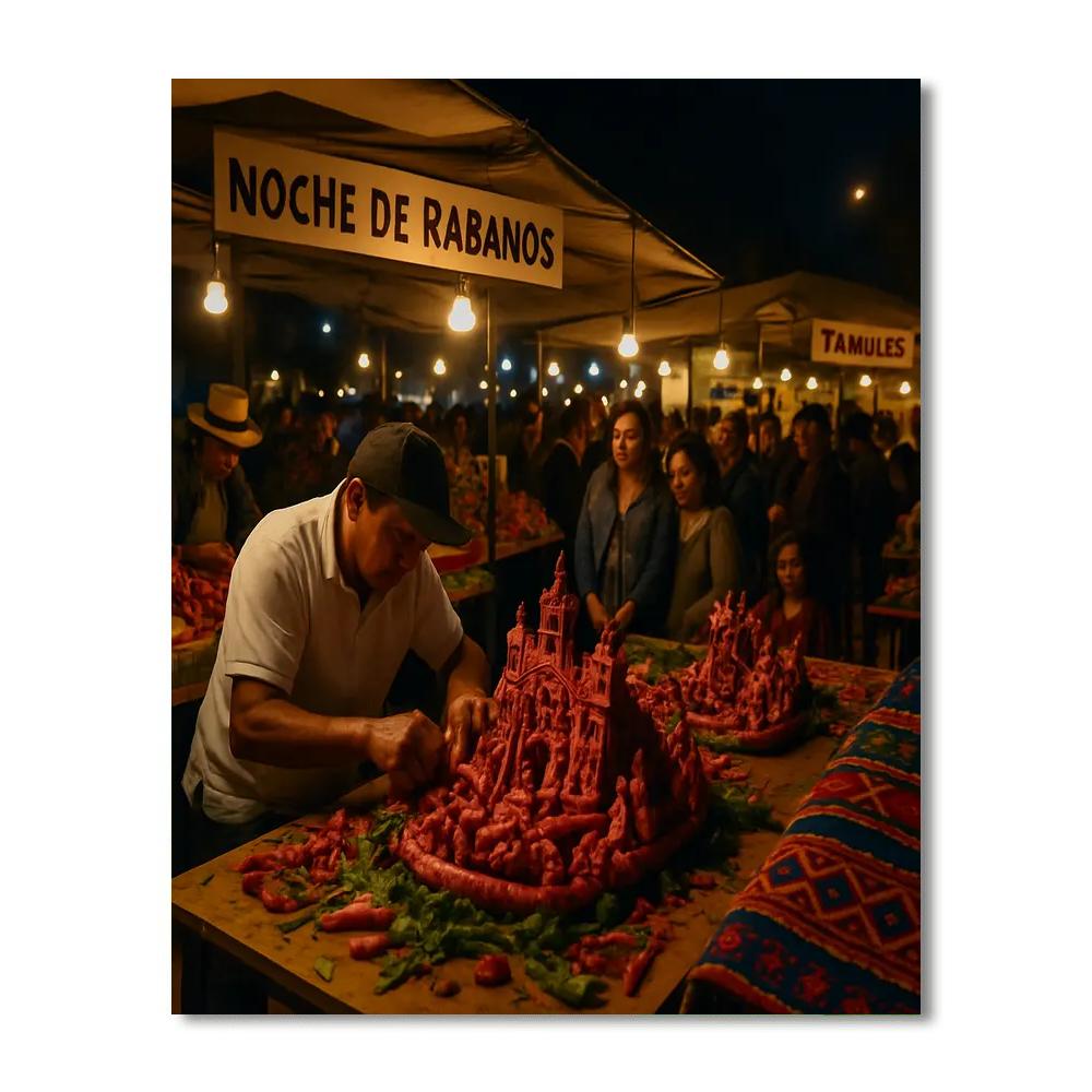 Noche De Rábanos Oaxaca Night Market DIY paint by numbers