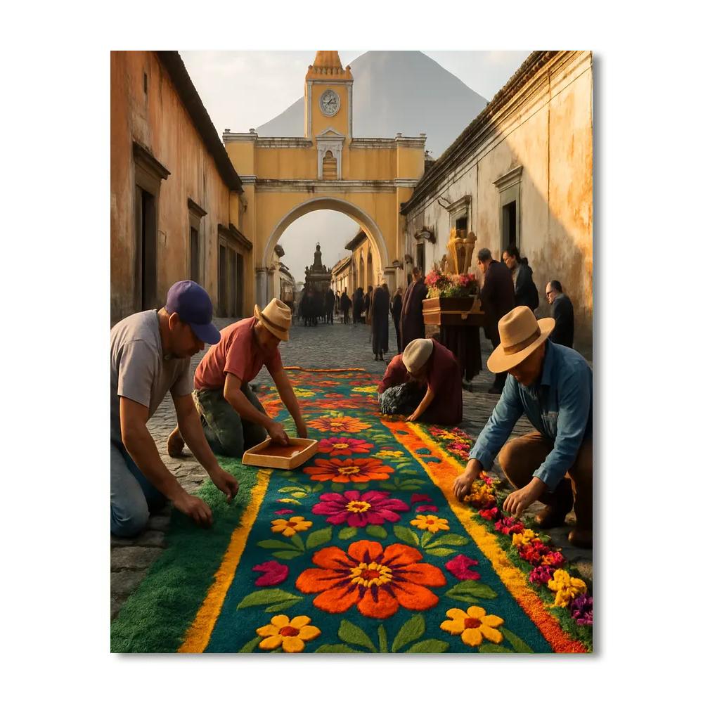 Semana Santa Antigua Flower Carpets paint by color