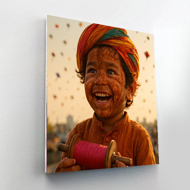 Kite Festival Gujarat Child Smiling paint by numbers