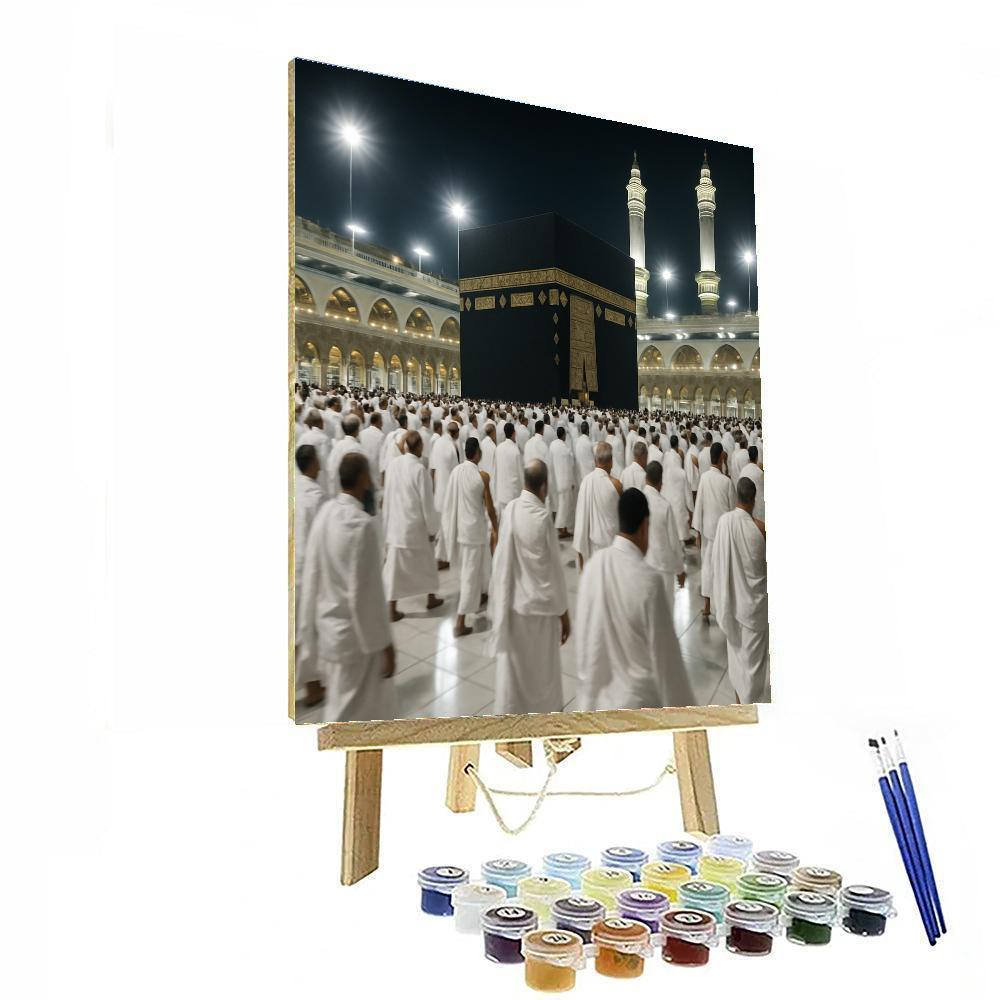 Hajj Pilgrim Tawaf Night paint by color