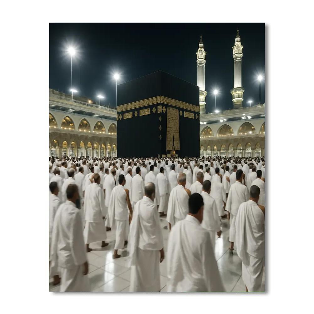 Hajj Pilgrim Tawaf Night paint by color