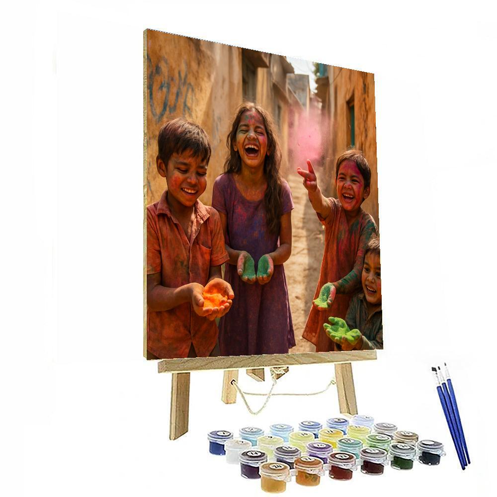 Festival Of Colours Holi Children Play Number painting