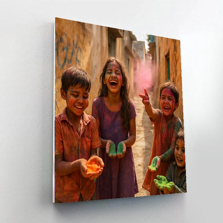 Festival Of Colours Holi Children Play Number painting