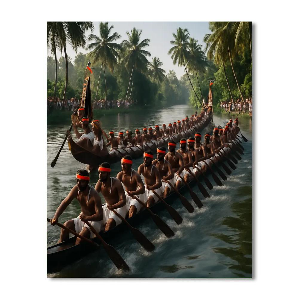Ritual Boat Race Kerala Backwaters paint by number