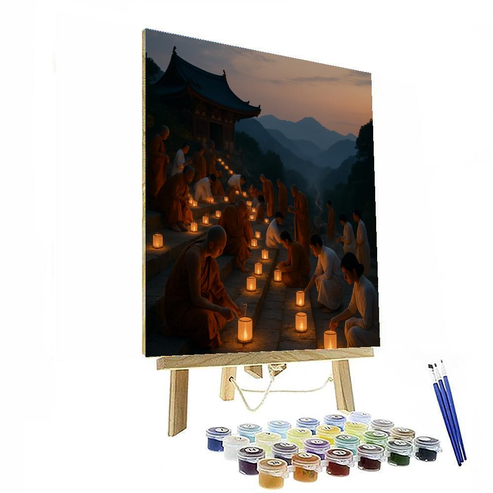 Lantern Ceremony Buddhist Mountain Temple Numbered painting kits