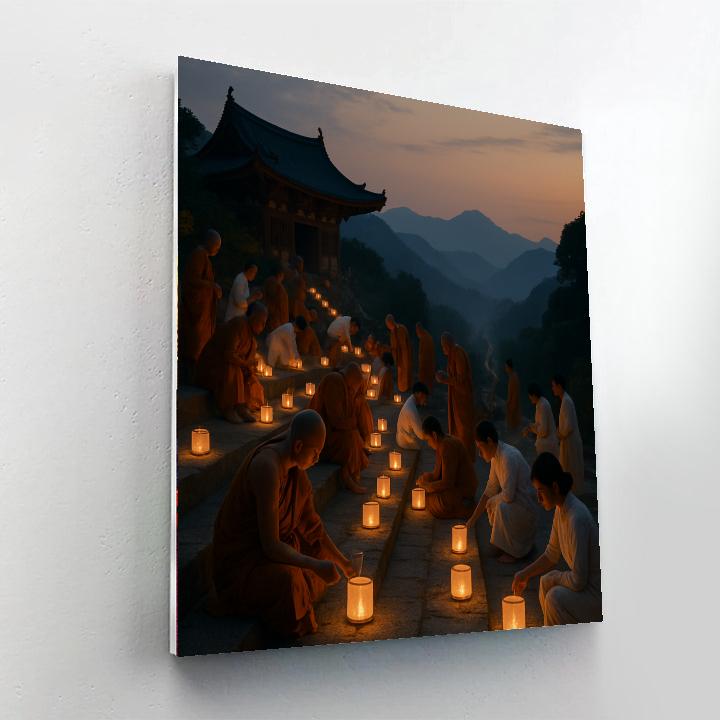 Lantern Ceremony Buddhist Mountain Temple Numbered painting kits