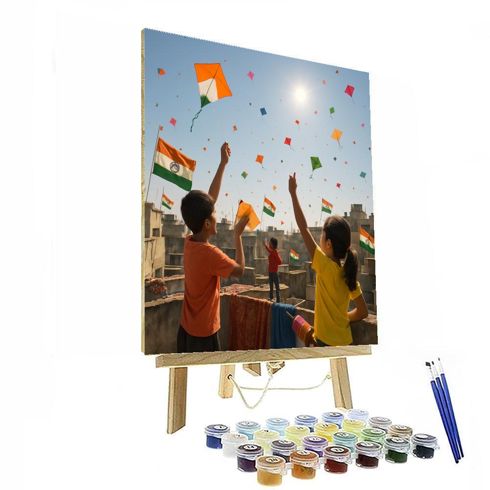 Kite Flying Republic Day India Paint by numbers kits