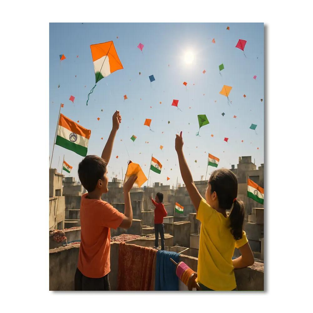 Kite Flying Republic Day India Paint by numbers kits