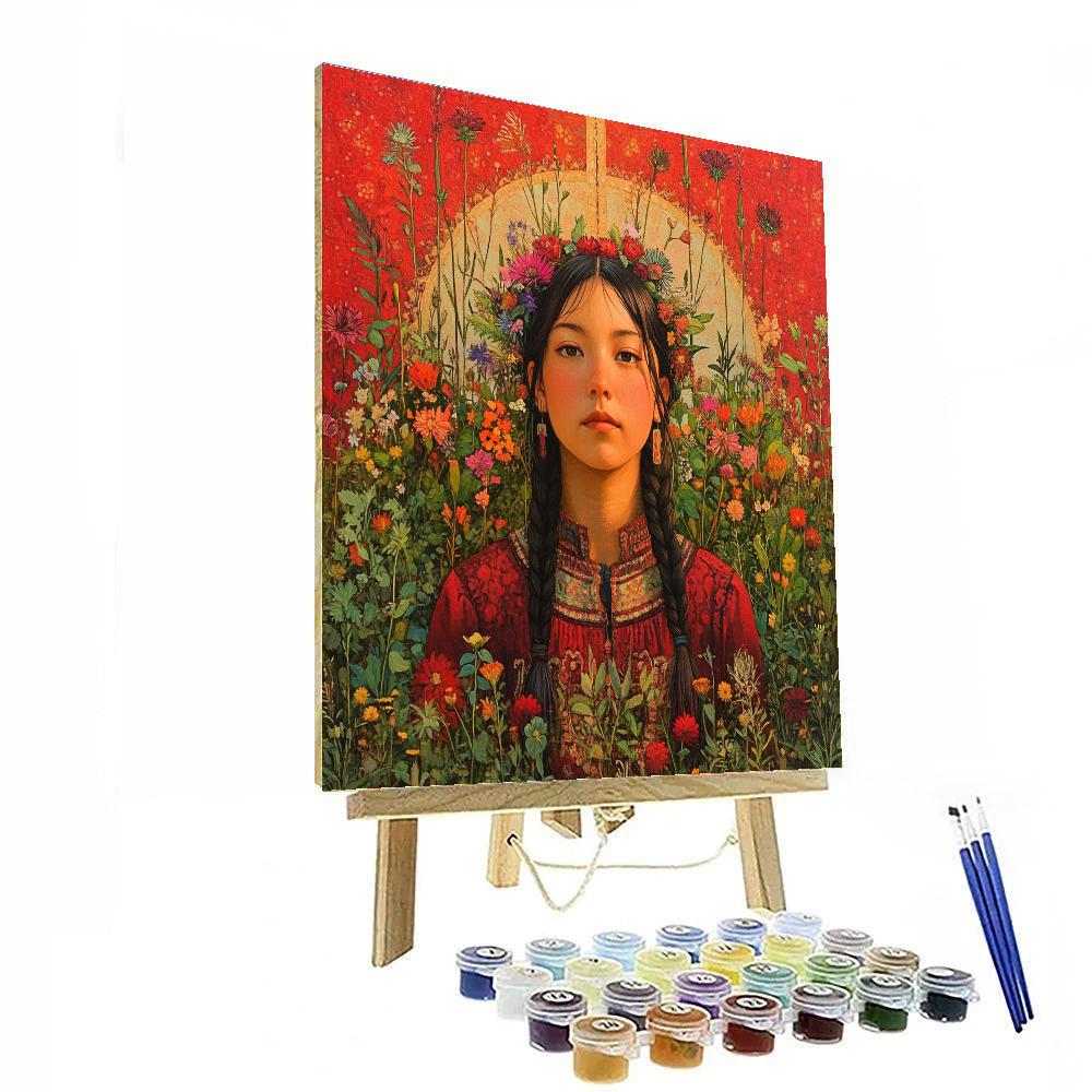 Frida Kahlo Inspired Botanical Self Portrait paint by color