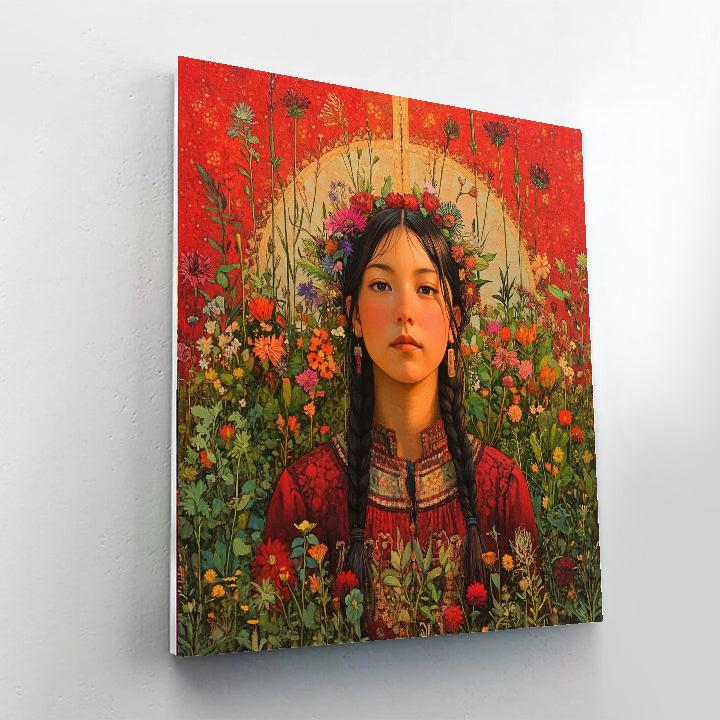 Frida Kahlo Inspired Botanical Self Portrait paint by color