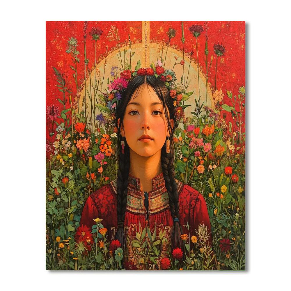 Frida Kahlo Inspired Botanical Self Portrait paint by color