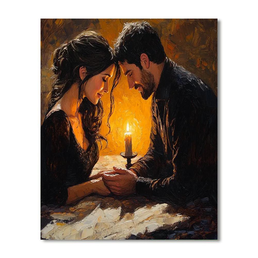 Rembrandt Inspired Candlelit Family Paint by numbers art