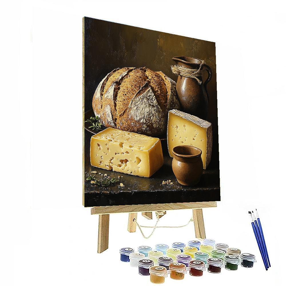 Gustave Courbet Inspired Still Life With Bread And Cheese painting number kit