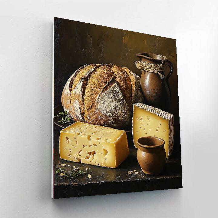 Gustave Courbet Inspired Still Life With Bread And Cheese painting number kit