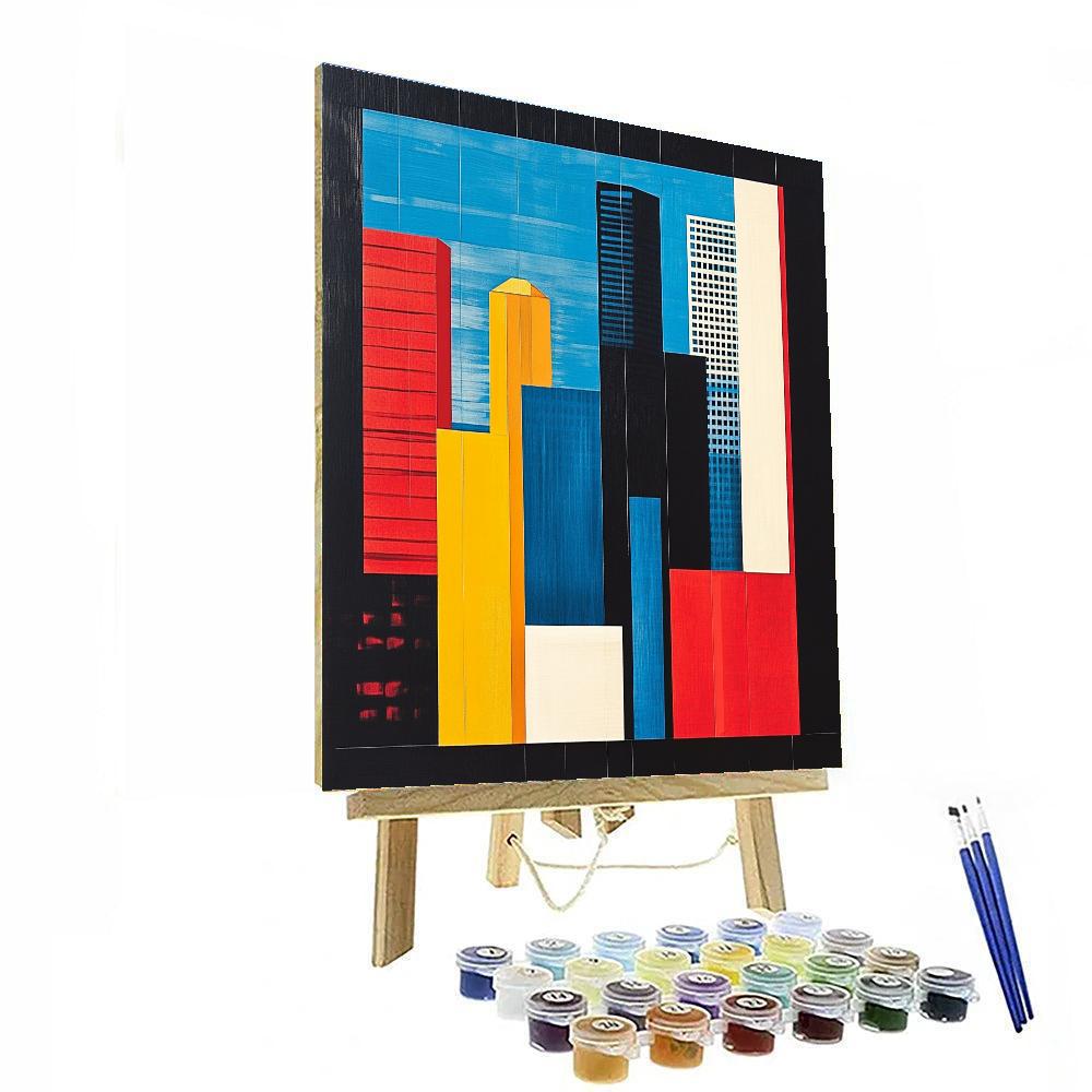 Piet Mondrian Inspired Urban Grid paint by number