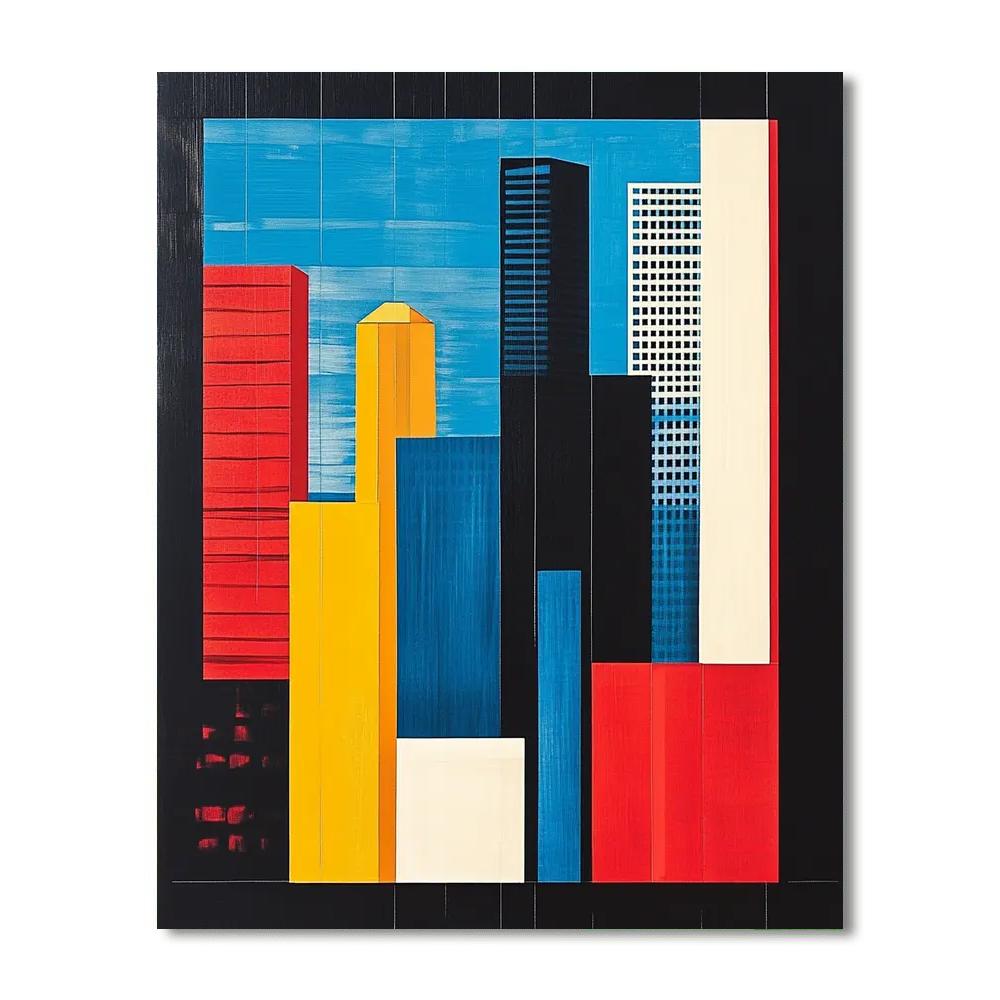 Piet Mondrian Inspired Urban Grid paint by number