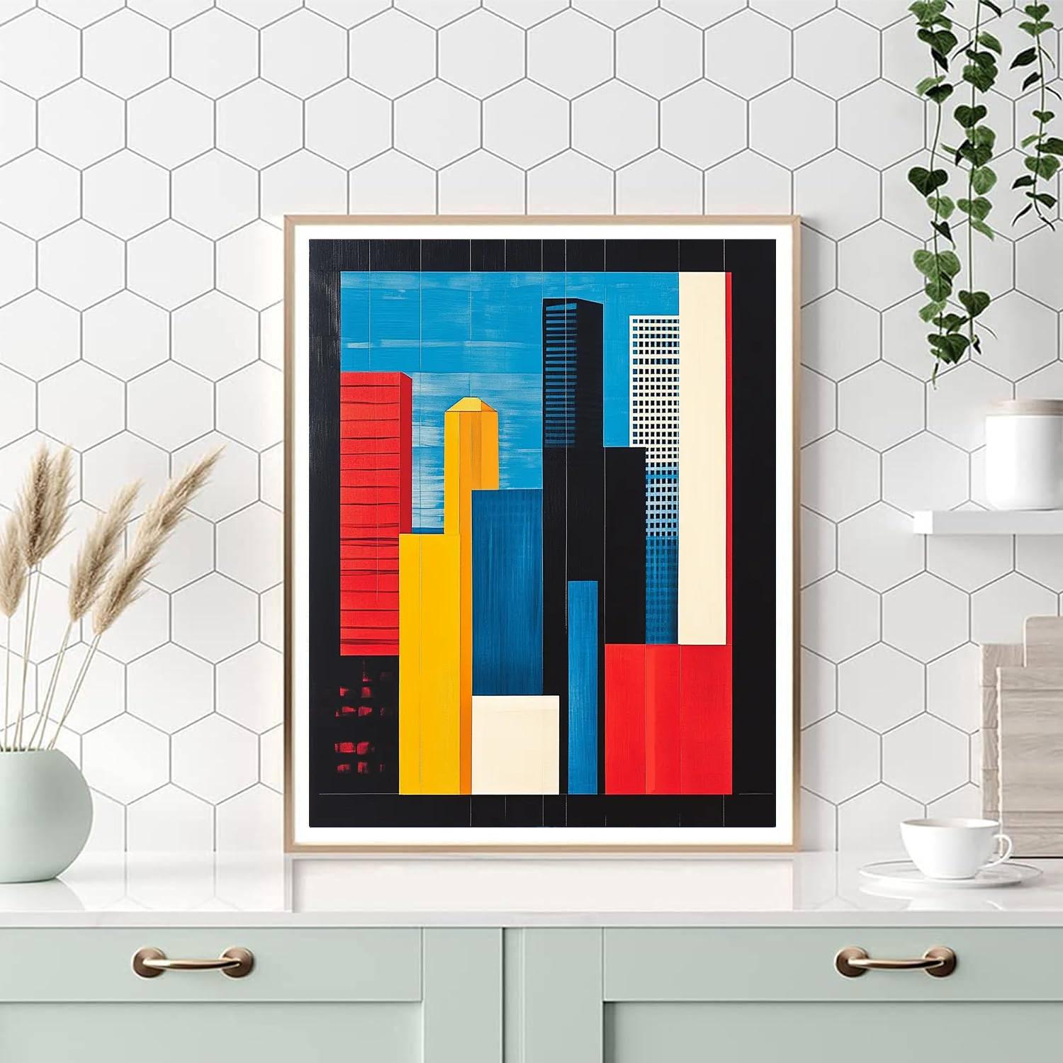 Piet Mondrian Inspired Urban Grid paint by number