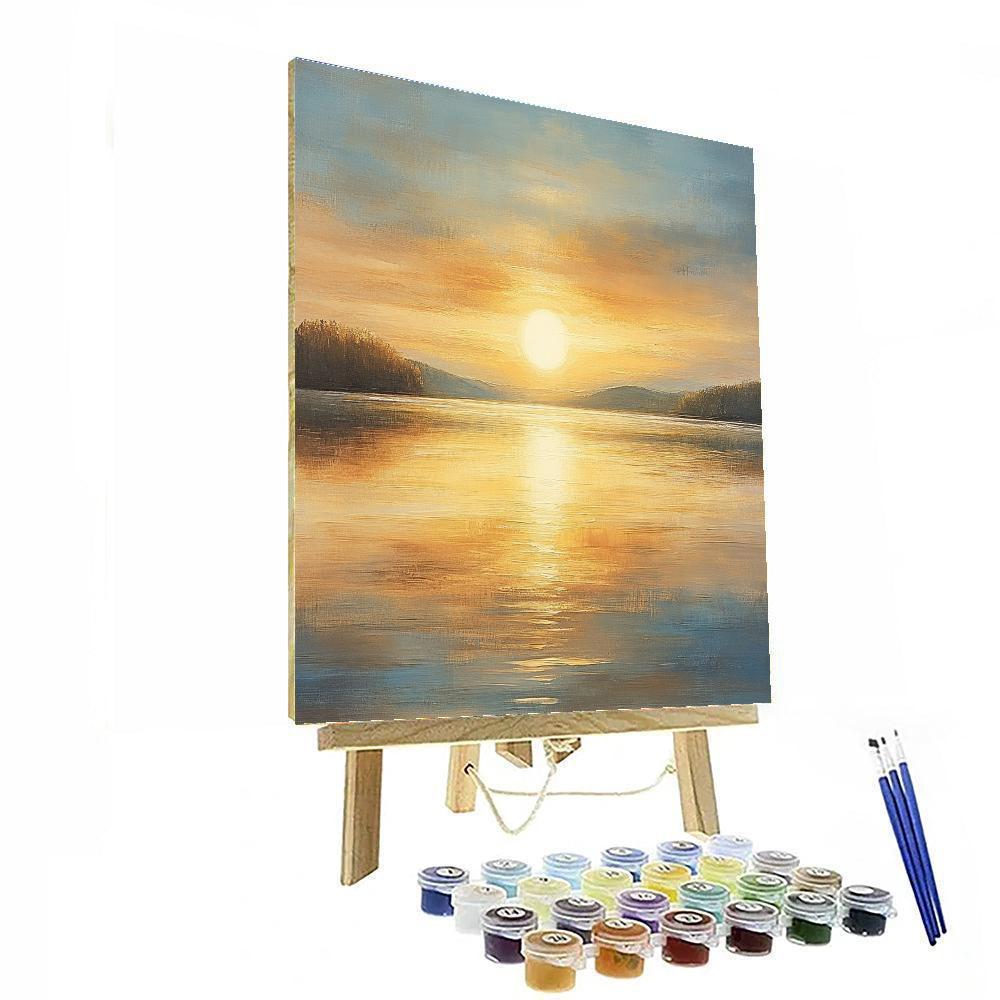 Turner Inspired Golden Sunset Over Lake paint by number