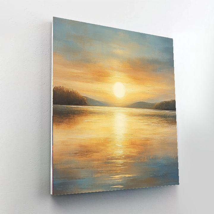 Turner Inspired Golden Sunset Over Lake paint by number