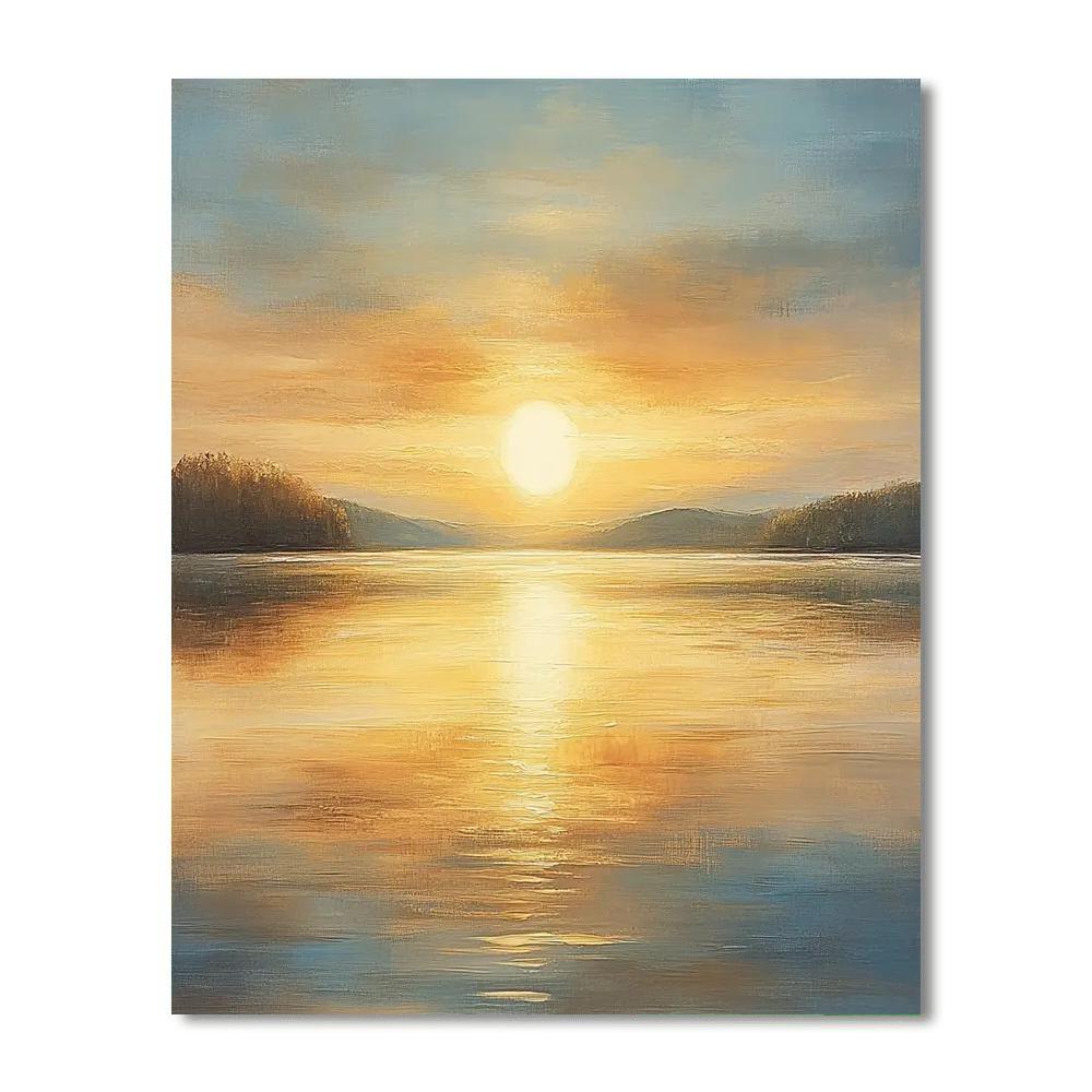 Turner Inspired Golden Sunset Over Lake paint by number