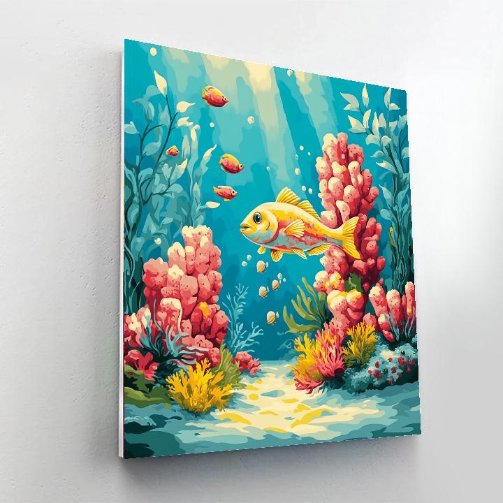 Flounder Coral Chase painting number kit