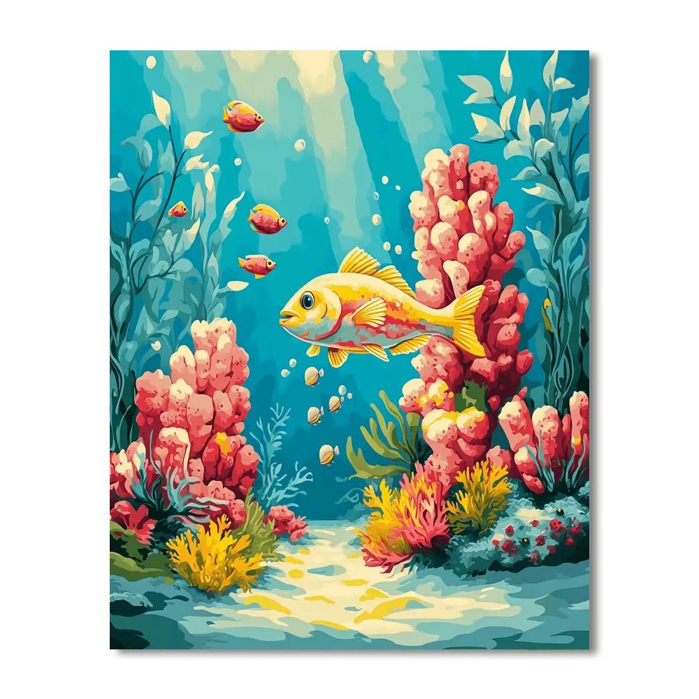 Flounder Coral Chase painting number kit